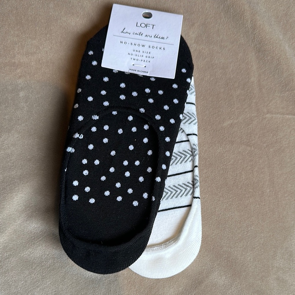 LOFT Black & White No-Show Socks - set of 2